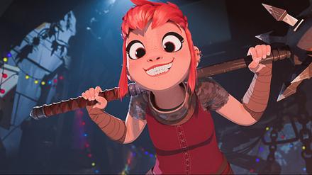 Ein Szenenbild aus der Netflix-Adaption von „Nimona“.