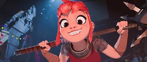 Ein Szenenbild aus der Netflix-Adaption von „Nimona“.