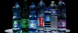 Mineralwasser der Marken Saint-Yorre, Perrier, Vichy Celestins, Vittel, Hepar, Cristaline und Contrex von Nestle Waters und der Sources Alma Group