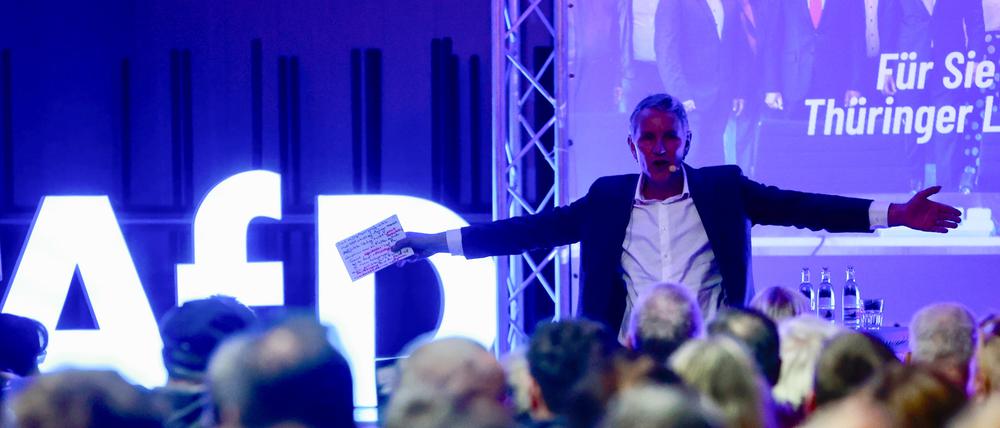 Thüringens AfD-Chef Björn Höcke spricht auf einer Veranstaltung in Sundhausen.