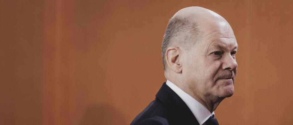 Bundeskanzler Olaf Scholz (SPD) vor einer Kabinettssitzung.