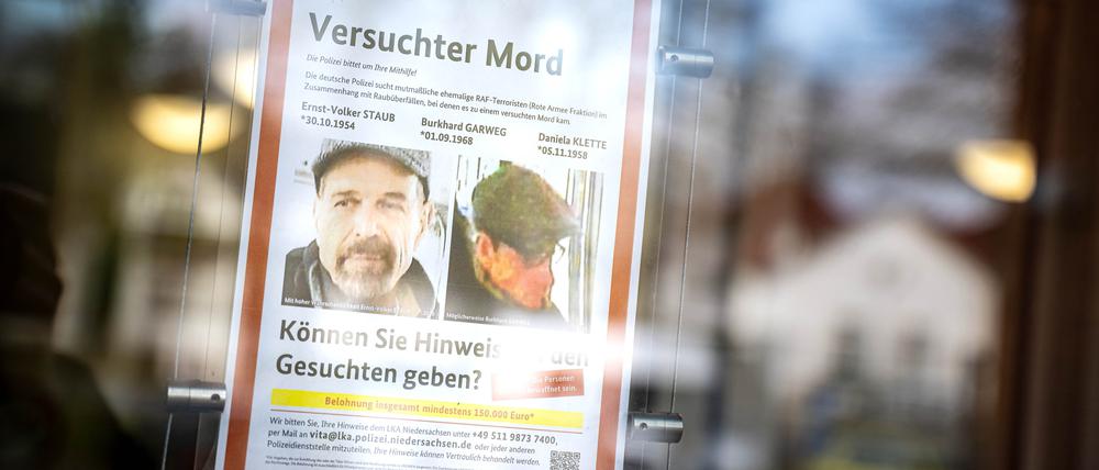 Die früheren RAF-Terroristen Ernst-Volker Staub und Burkhard Garweg werden weiterhin gesucht.