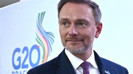 Christian Lindner beim Treffen der G20-Finanzminister und Notenbankgouverneure in Brasilien.