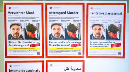Plakat des LKA Niedersachsen zur Fahndung nach den Ex-RAF-Terroristen Ernst-Volker Staub (l.) und Burkhard Garweg (r).