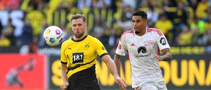 Niclas Füllkrug (links) gewann das Hinspiel mit Borussia Dortmund 4:2 gegen Union und Danilho Doekhi.