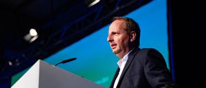Thomas Heilmann, Vorsitzender der Klimaunion, beim Jahreskongress 2024 im März in der Zeche Zollverein. 