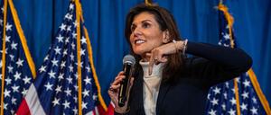 Die US-Republikanerin Nikki Haley bei einem Auftritt in Portland, Maine.