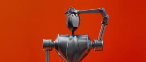 Ein Roboter fasst sich mit einer Hand an die Stirn.