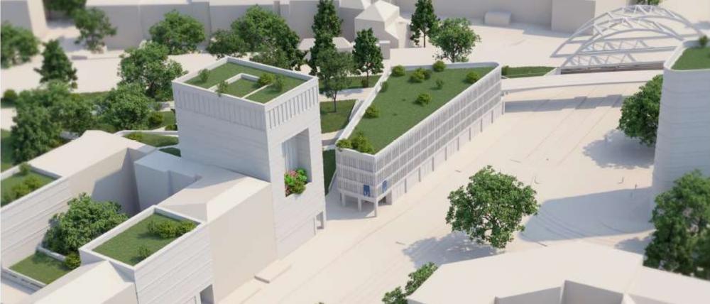 Die Westfläche des „Pankower Tors“.