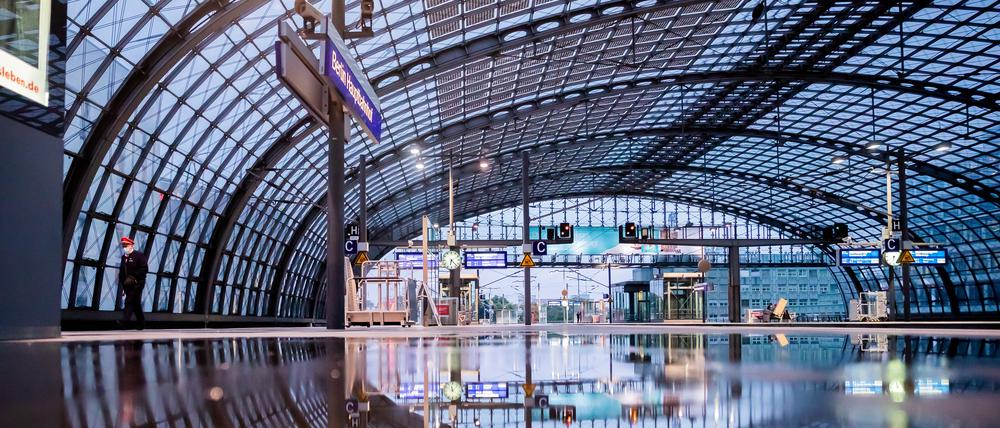 Der leere Hauptbahnhof in Berlin.