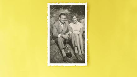 Schwarz-weiß-Foto von Heidemarie und Günter als junges Paar.