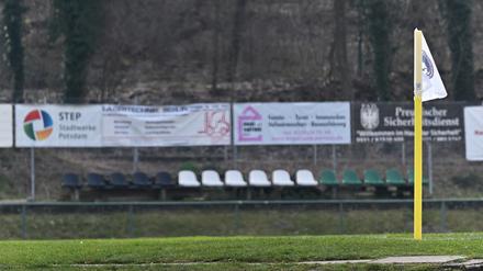 Der Naturrasenplatz der SG Bornim an der Golmer Chaussee. Dort trainierten die Potsdam Royals.