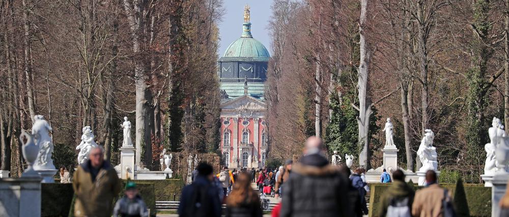 Touristen im Park Sanssouci.