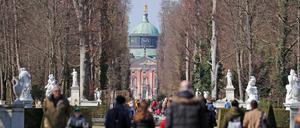 Touristen im Park Sanssouci.