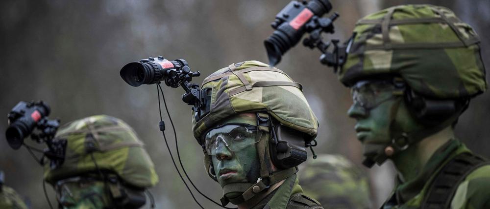 Schwedische Soldaten bei einer Übung.