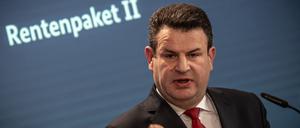 Hubertus Heil (SPD), Bundesminister für Arbeit und Soziales, bei der Vorstellung des Rentenpakets II.