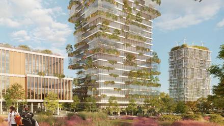 Plan für das Hochhaus-Projekt im Ernst-Thälmann-Park in Berlin-Prenzlauer Berg.