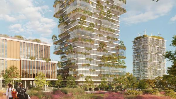 Plan für das Hochhaus-Projekt im Ernst-Thälmann-Park in Berlin-Prenzlauer Berg.