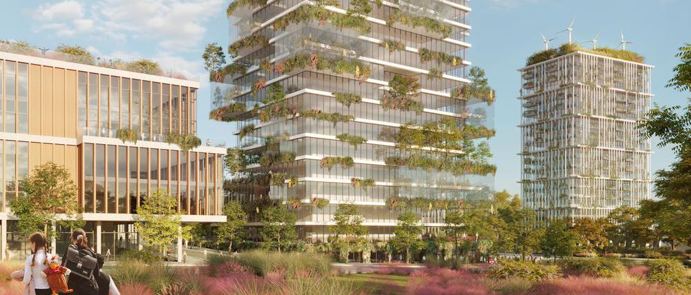 Plan für das Hochhaus-Projekt im Ernst-Thälmann-Park in Berlin-Prenzlauer Berg.