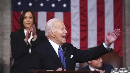 Joe Biden, Präsident der USA, hält die Rede zur Lage der Nation vor einer gemeinsamen Sitzung des Kongresses im Kapitol.
