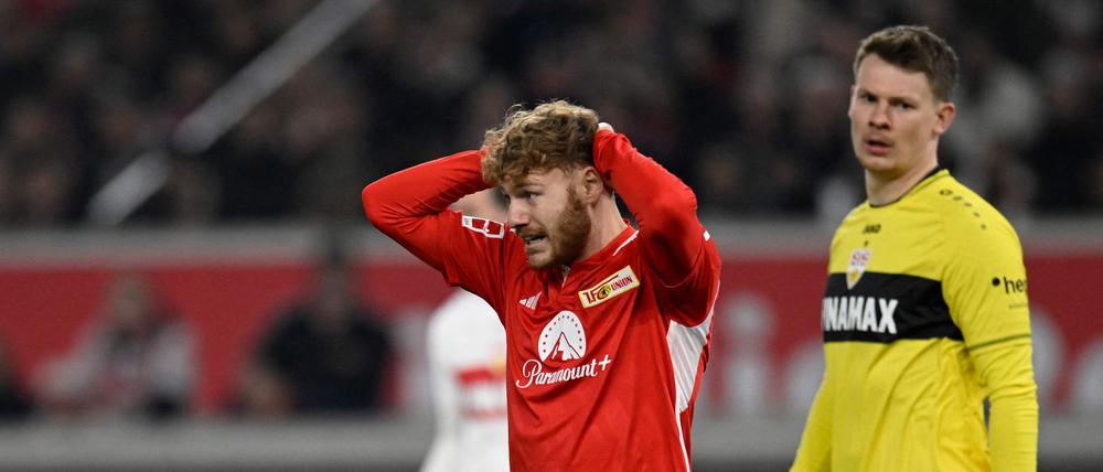Unions Yorbe Vertessen hatte schon nach zwei Minuten die große Chance auf das 1:0, schoss aber am Tor vorbei.