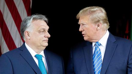 Ungarns Regierungschef Orban (links) und der republikanische Präsidentschaftskandidat Trump im vergangenen März in Florida. 