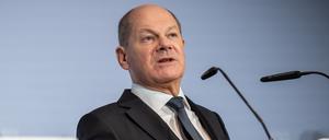 Bundeskanzler Olaf Scholz am 6. März nach der Ministerpräsidentenkonferenz (MPK) unter dem Vorsitz von Hessen.