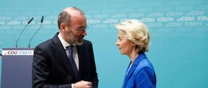 Uneins wegen Ungarn: EVP-Fraktionschef Manfred Weber und die Kommissionschefin Ursula von der Leyen.