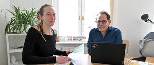 Laura van Altena und Joachim Faßmann vom Kollektiv Stadtsucht verantworteten Potsdams Koordinierungsstelle Wohnungstausch.