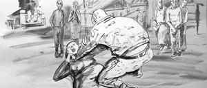 Illustrationen zu einem Bericht über sexuelle Gewalt im russischen Angriffskrieg ein, den das Pilecki-Institut gemeinsam mit dem „Raphael-Lemkin-Zentrum für die Dokumentation von russischen Verbrechen in der Ukraine“ erstellt hat.