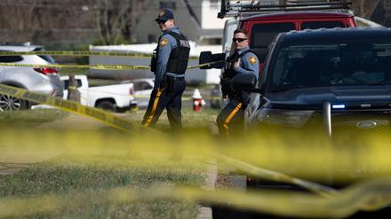 Polizeikräfte in Township, ein Vorort von Philadelphia im Bundesstaat Philadelphia.
