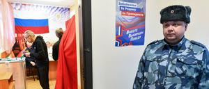 Ein Wahllokal in Russland.