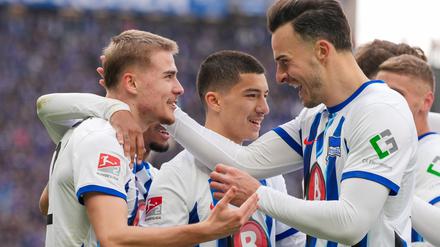 Viel Grund zum Jubeln hatten Herthas Spieler am Sonntag.