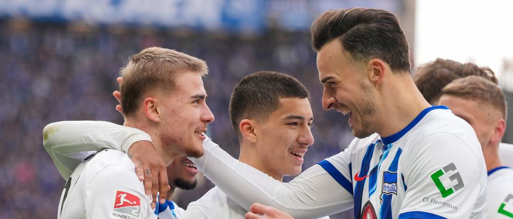 Viel Grund zum Jubeln hatten Herthas Spieler am Sonntag.