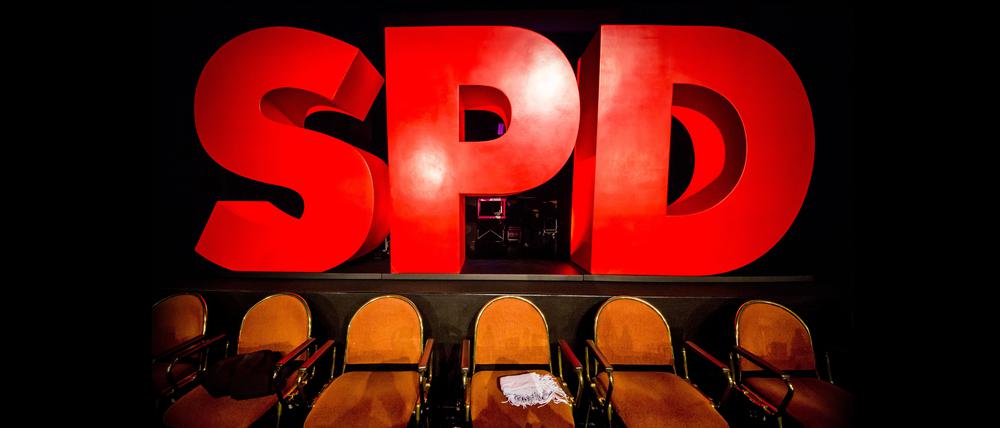 Das Logo der SPD bei einem Landesparteitag (Archivbild von 2018).