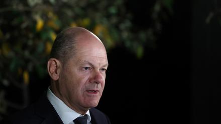 Bundeskanzler Olaf Scholz bei einem Termin in Jerusalem.