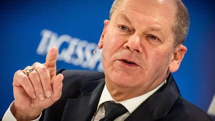 Olaf Scholz am Dienstag auf der Konferenz „Europe 2024“, die der Tagesspiegel zusammen mit der „Zeit“, dem „Handelsblatt“ und der „WirtschaftsWoche“ veranstaltet hat.