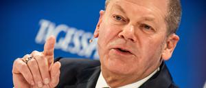 Olaf Scholz am Dienstag auf der Konferenz „Europe 2024“, die der Tagesspiegel zusammen mit der „Zeit“, dem „Handelsblatt“ und der „WirtschaftsWoche“ veranstaltet hat.