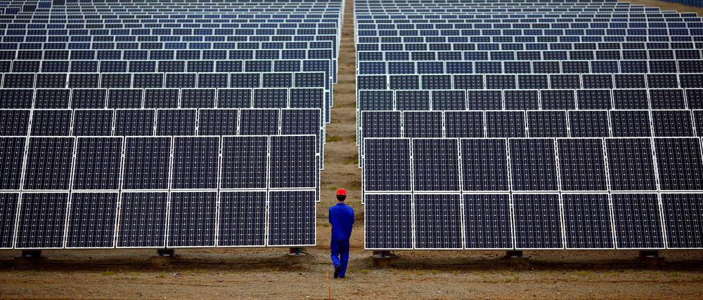 Sonnenfarm in China. Auch der deutsche Markt wird mit Solartechnik
aus der Volksrepublik geflutet.