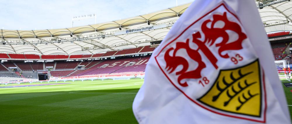 Übersicht der MHPArena Stuttgart vor dem Spiel mit Eckfahne (Archivbild vom 19.08.2023).