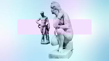 Zwei Statuen, eine zeigt eine Frau, die andere einen Mann. (Symbolbild)
