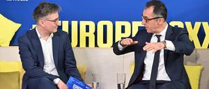 Bundeslandwirtschaftsminister Cem Özdemir (Grüne) im Gespräch mit Tagesspiegel-Chefredakteur Christian Tretbar auf der Konferenz „Europe 2024“ von Zeit, Handelsblatt, Wirtschaftswoche und Tagesspiegel.