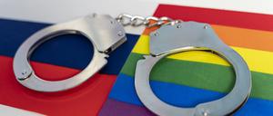 Russian flag and flag of LGBT.