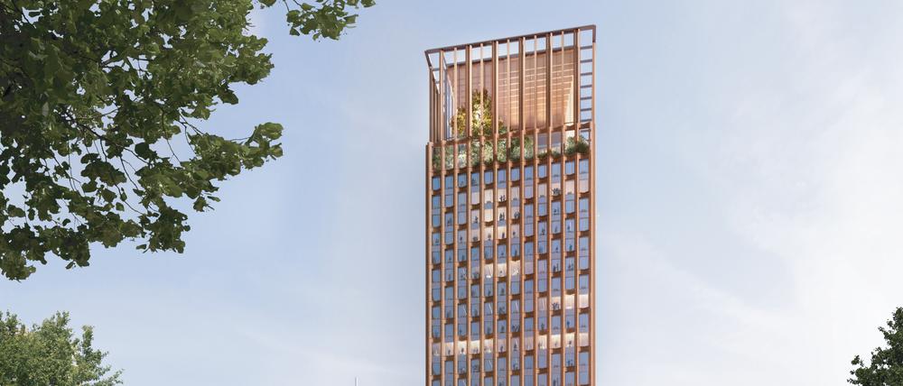 Um diesen Turm geht es: Der Sieger-Entwurf für das neue Hochhaus an der Jannowitzbrücke in Mitte.