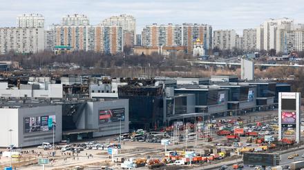 Die Crocus City Hall am Moskauer Stadtrand wurde damals von vier bewaffneten Terroristen gestürmt