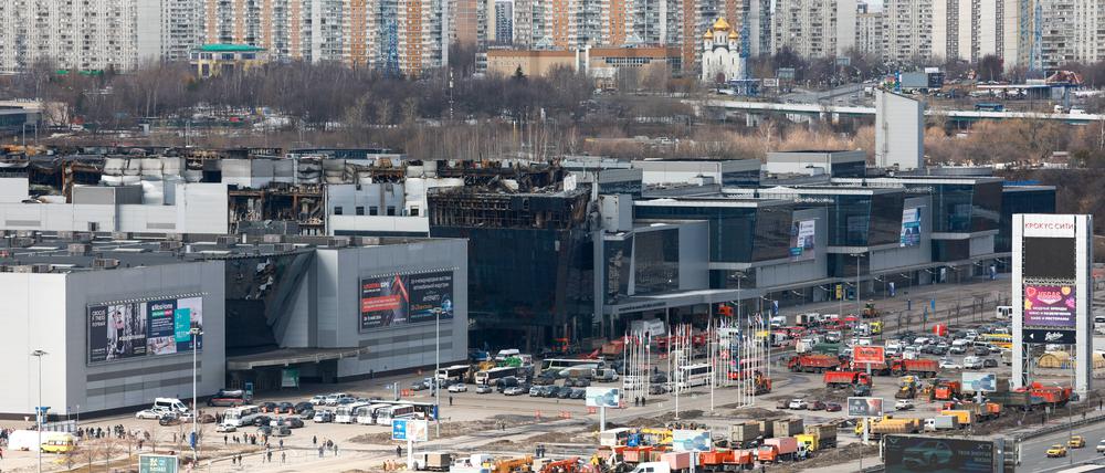 Die Crocus City Hall am Moskauer Stadtrand wurde damals von vier bewaffneten Terroristen gestürmt