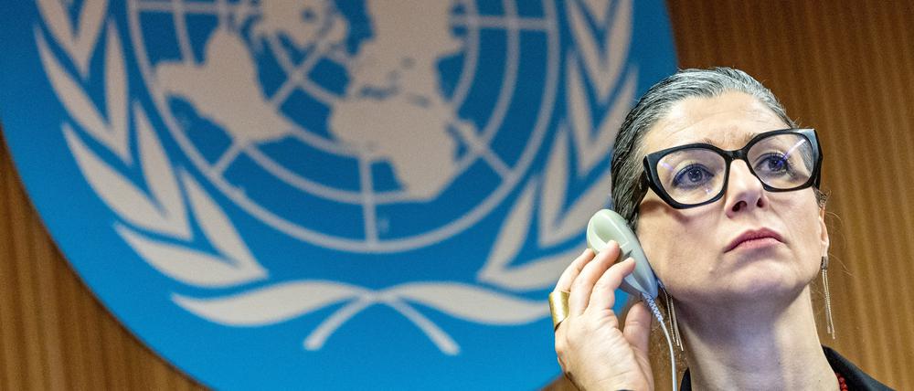 Francesca Albanese, UN special rapporteur on human rights in the Palestinian territories, attends a side event during the Human Rights Council at the United Nations in Geneva, Switzerland, March 26, 2024. REUTERS/Denis Balibouse