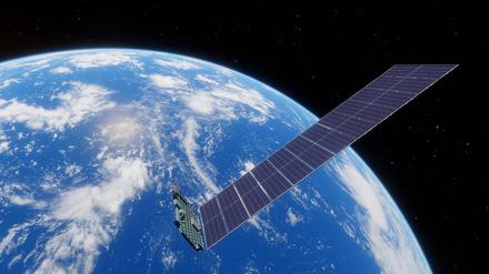 Starlink-Satelliten im Weltall.