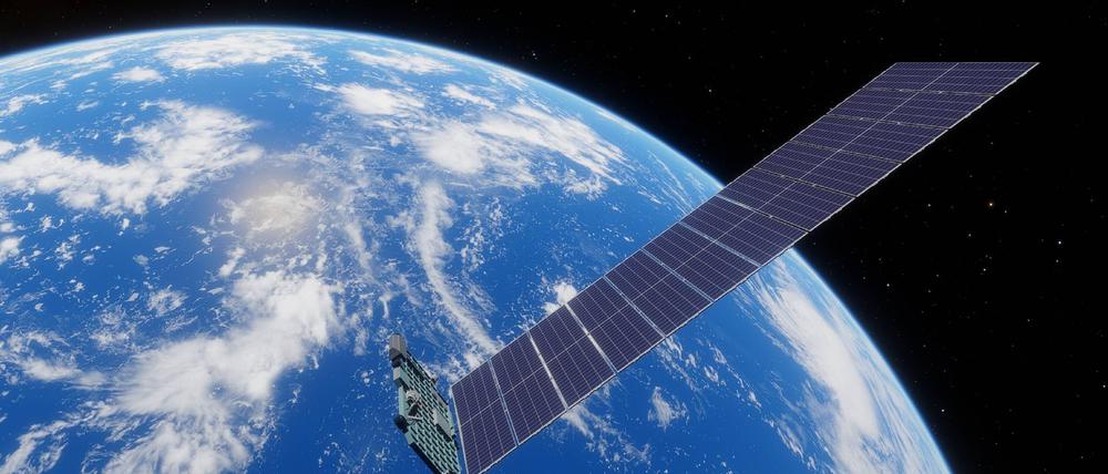 Starlink-Satelliten im Weltall.