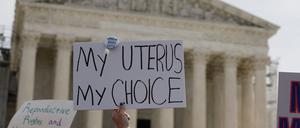 Demonstrators participate in an abortion-rights rally outside the Supreme Court